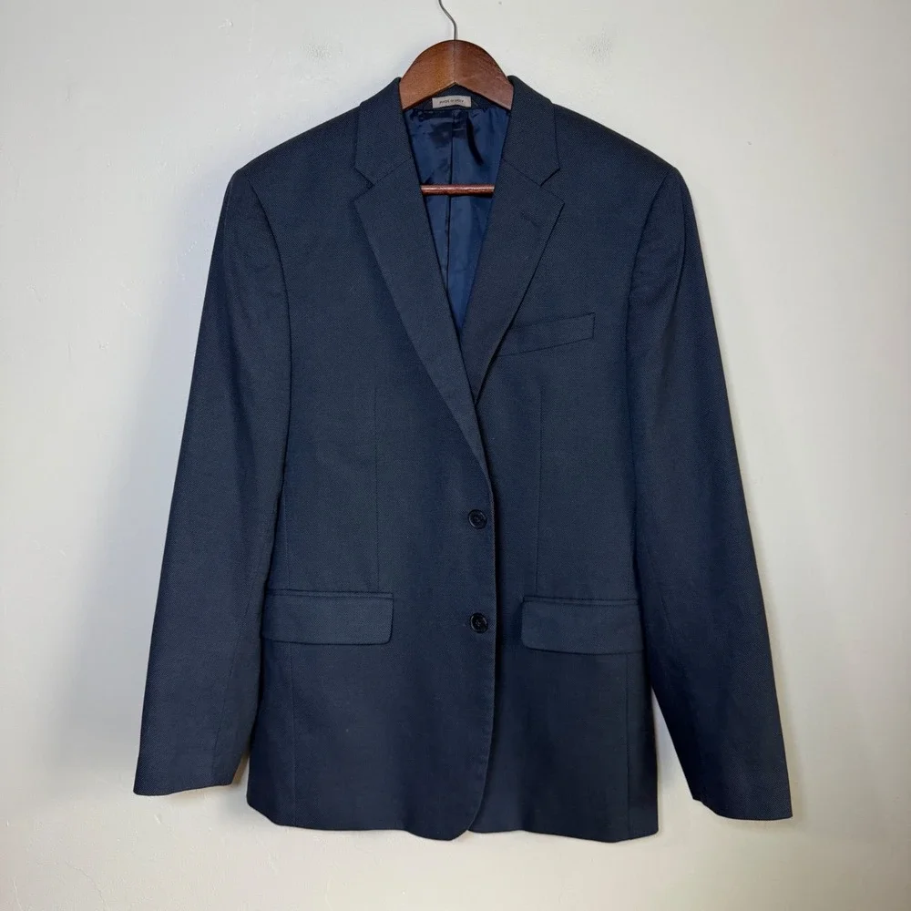 Banana‎ Republic Standard Fit Textured Navy Blue Blazer Jacket Size 38R Navy